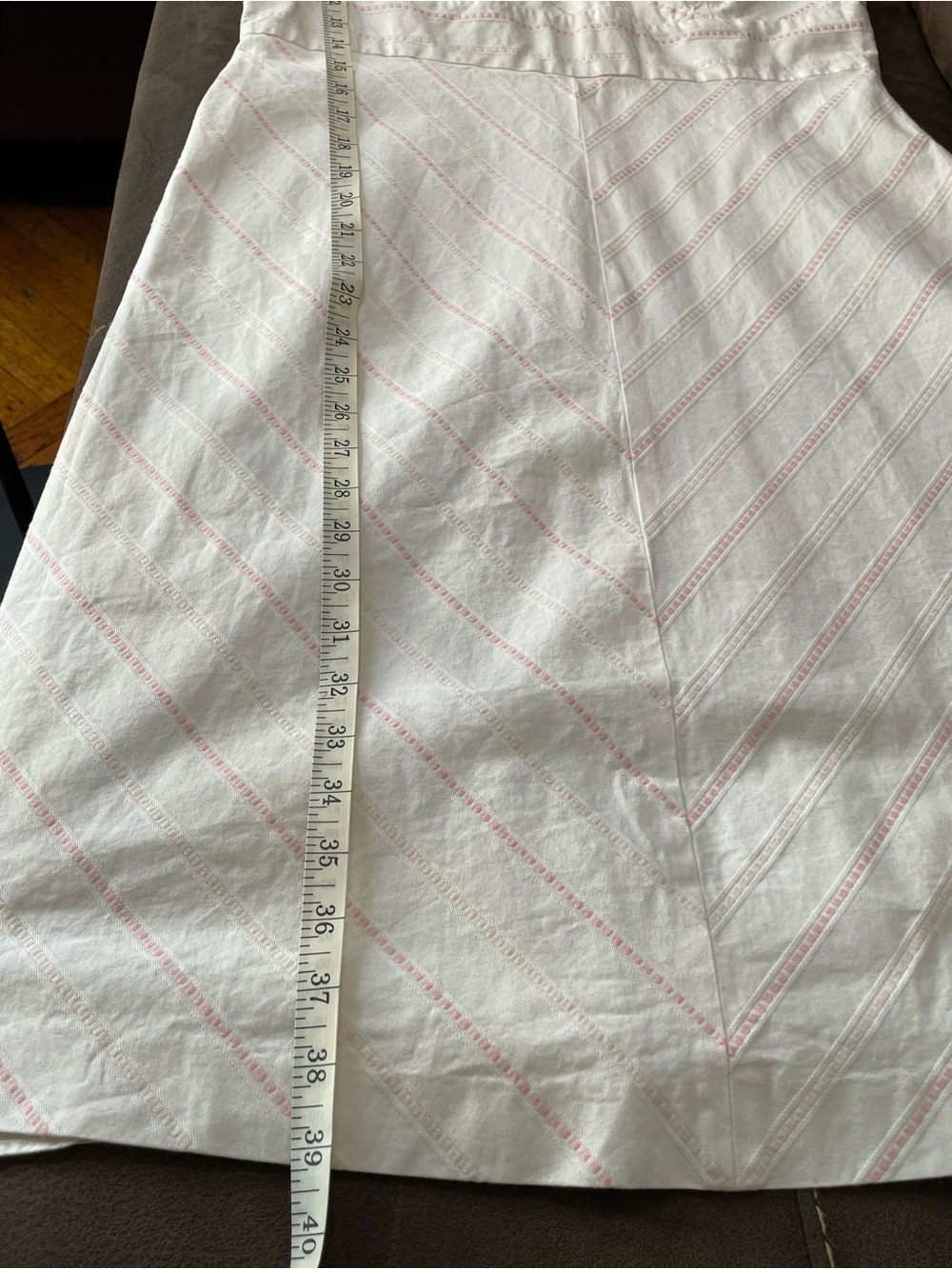 Casual Corner 100% Cotton Fully Lined White Pink Striped Sundress Size 12 - Picture 12 of 16